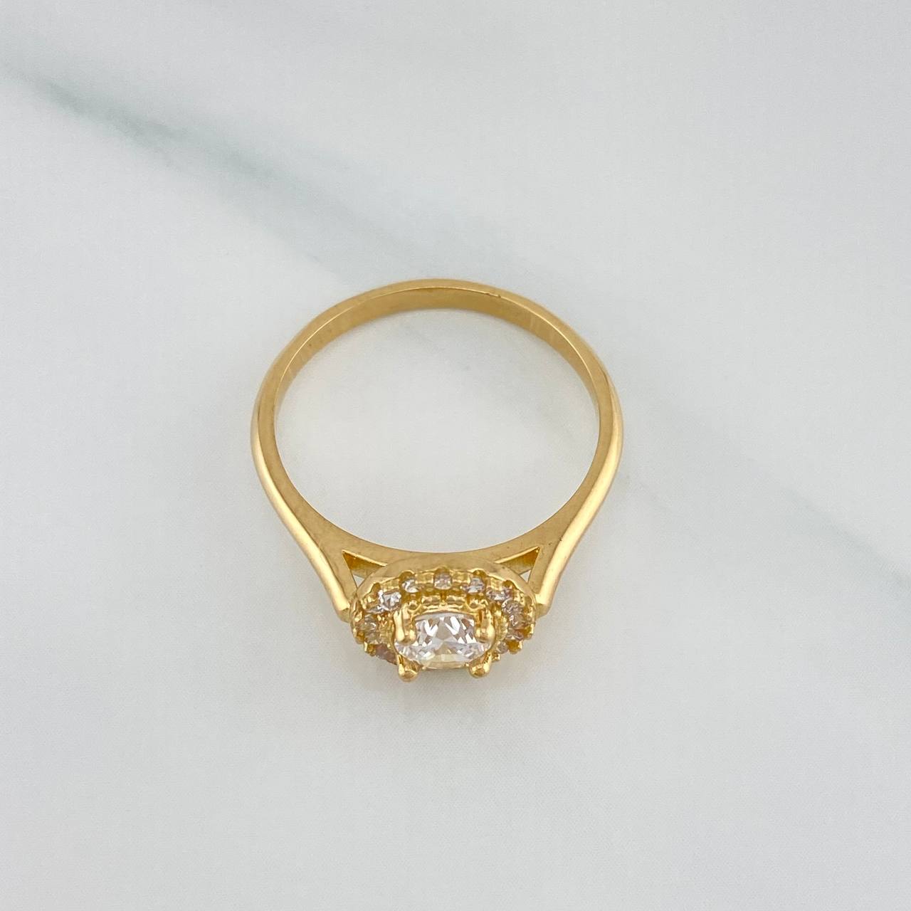 Anillo Solitario Halo 3.5 g / T6 3/4 Oro Amarillo 18K