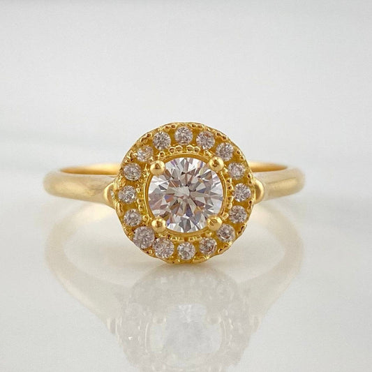Anillo Solitario Halo 3.5 g / T6 3/4 Oro Amarillo 18K