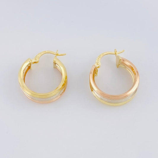 Hoop Earrings Aleja 2.8g / 3/4 in Three Golds 18K