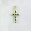 Dije Crúz Tronco 3.2gr / 4cm / Esmeraldas 80pts Oro Amarillo 18K (Joya)