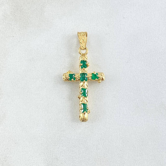 Dije Crúz Tronco 1.75gr / 2.7cm / Emeralds 50pts 18K Yellow Gold (Jewelry) ©