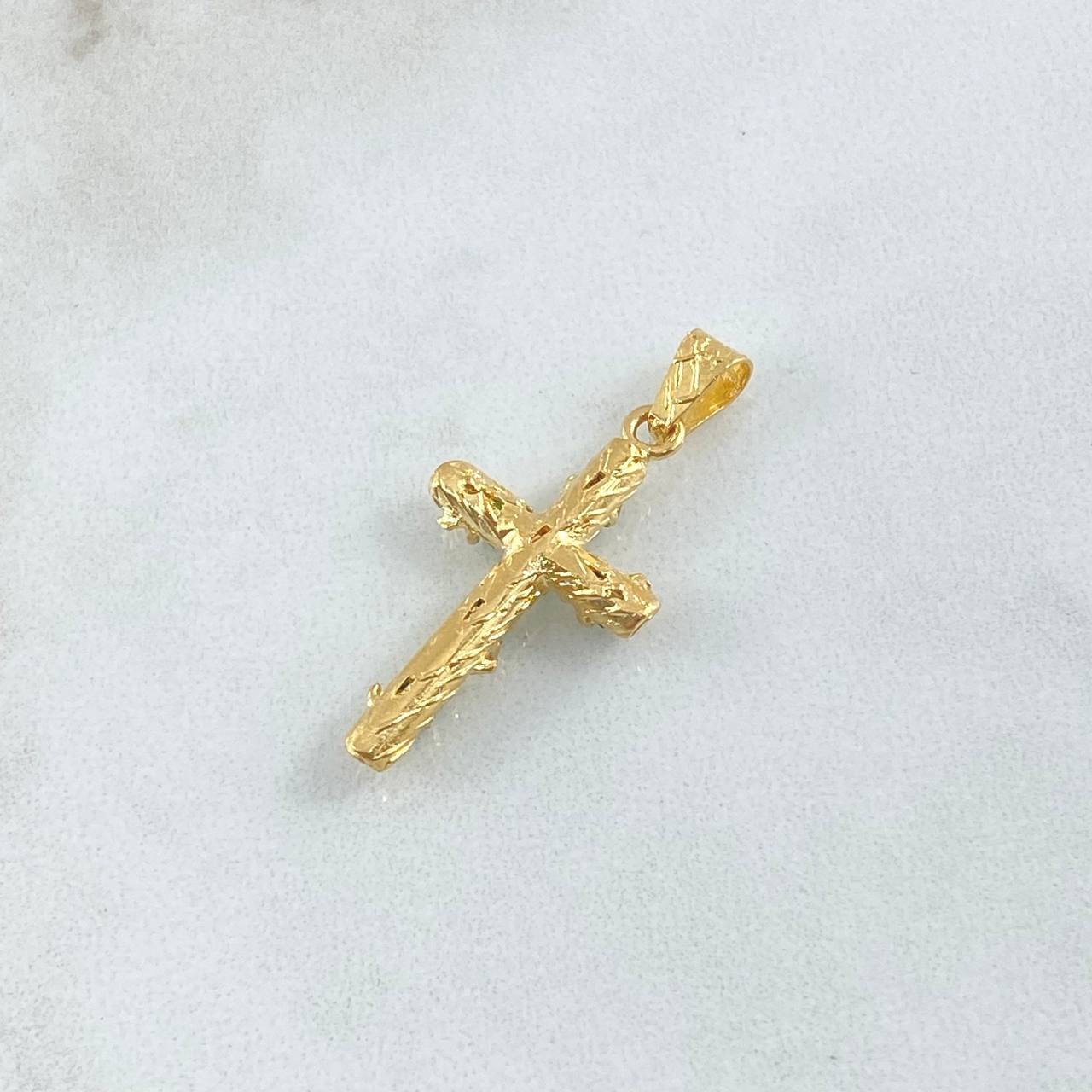 Dije Crúz Tronco 3.5gr / 4.2cm / Esmeraldas 80pts Oro Amarillo 18K (Joya)