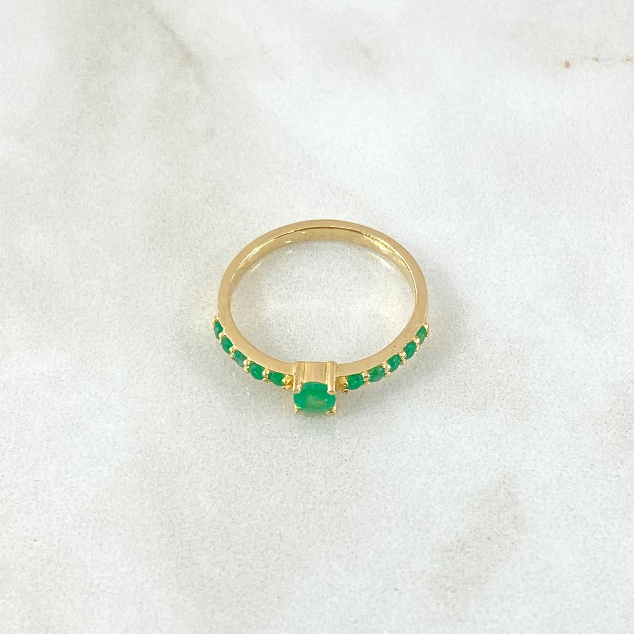 Anillo Solitario Lineas Tupidas 2.3gr / T6 3/4 / Esmeraldas 36pts Oro Amarillo 18K (Joya)