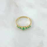 Anillo Solitario Lineas Tupidas 1.75gr / T6 / Esmeraldas 44pts Oro Amarillo 18K (Joya)