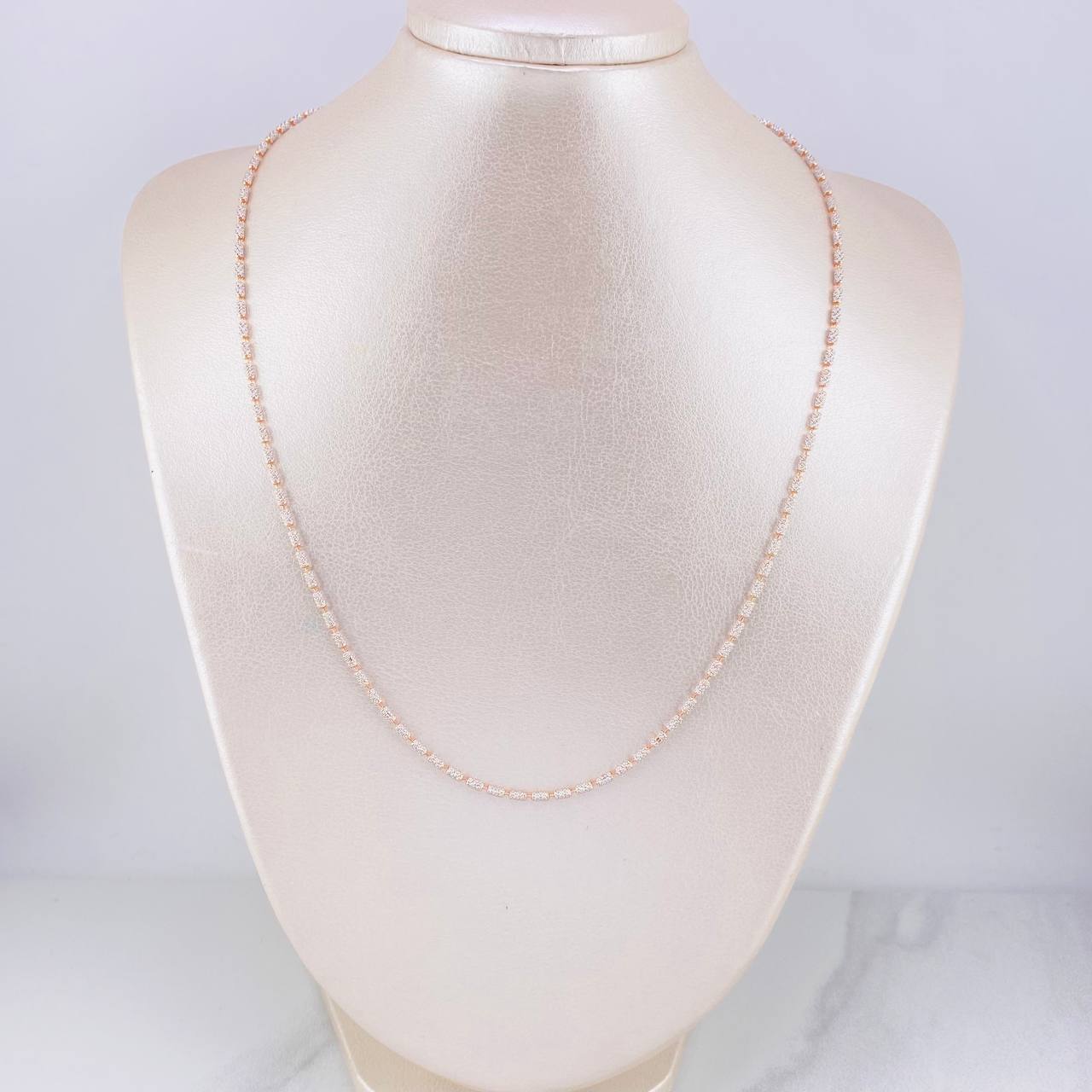 Cadena Ice 7.8g / 20 in / 2mm Dos Oros Blanco Rosa 18K