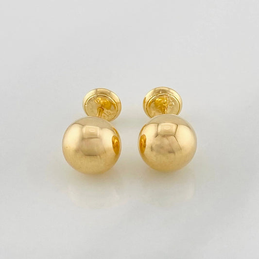 Stud Earrings Bead Plain 0.9g / in / 8mm Yellow Gold 18K