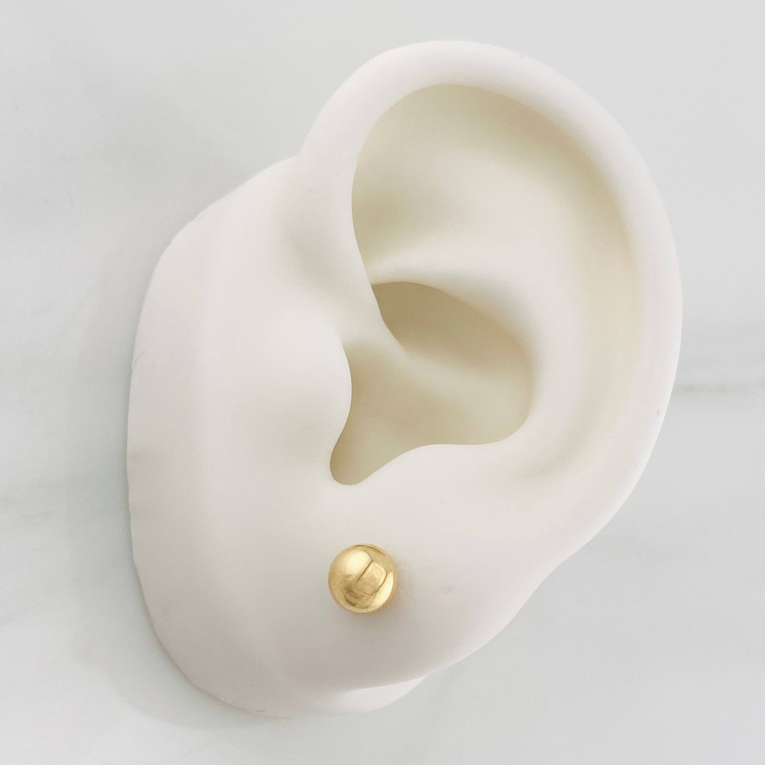 Plain Bead Stud Earrings 0.55g / in / 5mm Yellow Gold 18K