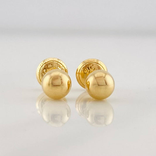 Stud Earrings Bead Plain 0.7g / in / 6mm Yellow Gold 18K