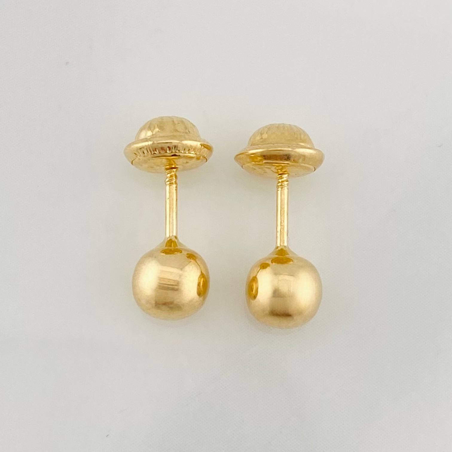 Plain Bead Stud Earrings 0.55g / in / 5mm Yellow Gold 18K