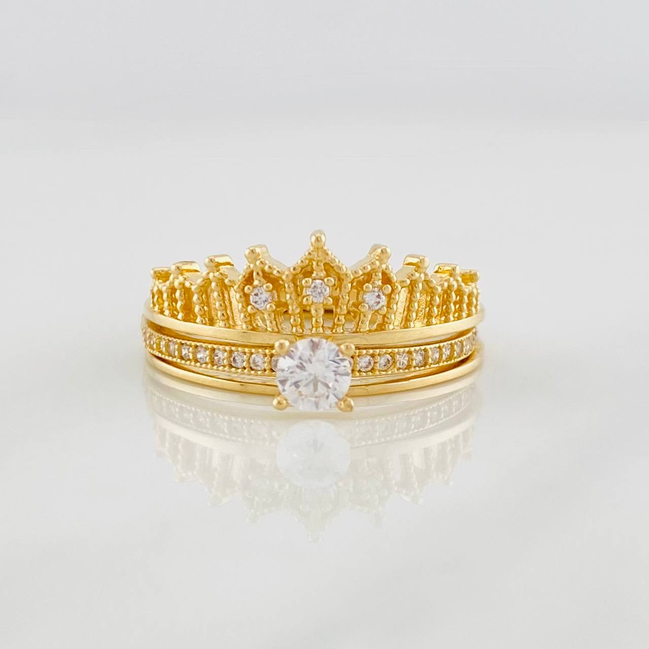 Anillo Solitario Corona 4.5g / T7 1/4 Oro Amarillo 18K