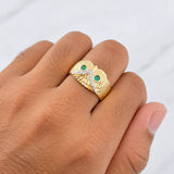 Anillo Buho 4.7g / T10 1/4 Dos Oros Amarillo Blanco 18K