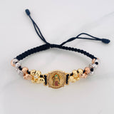 Pulsera Tejida Virgen Guadalupe Tres Oros 18K