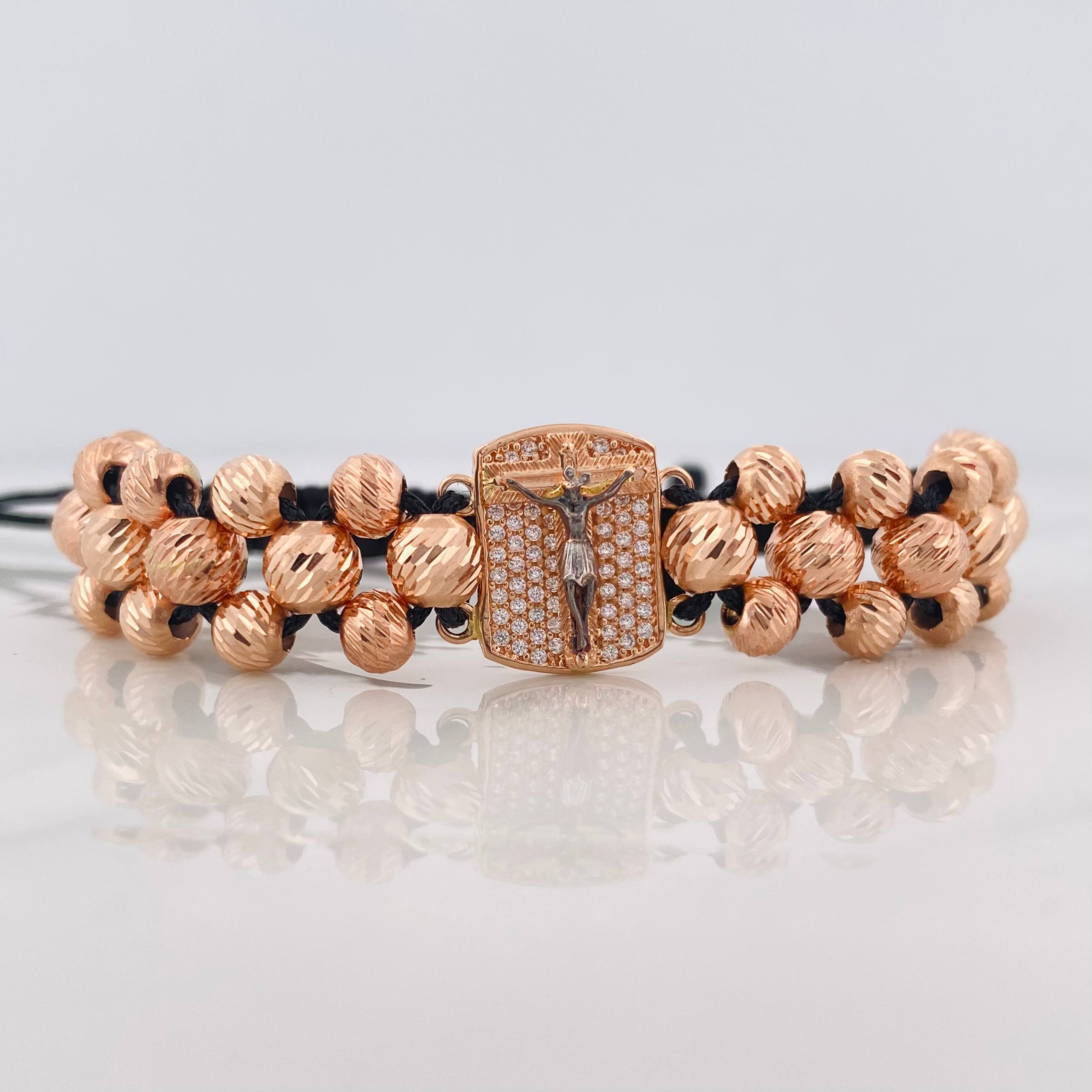 Woven Bracelet Miraculous Christ of Buga Three Golds 18K