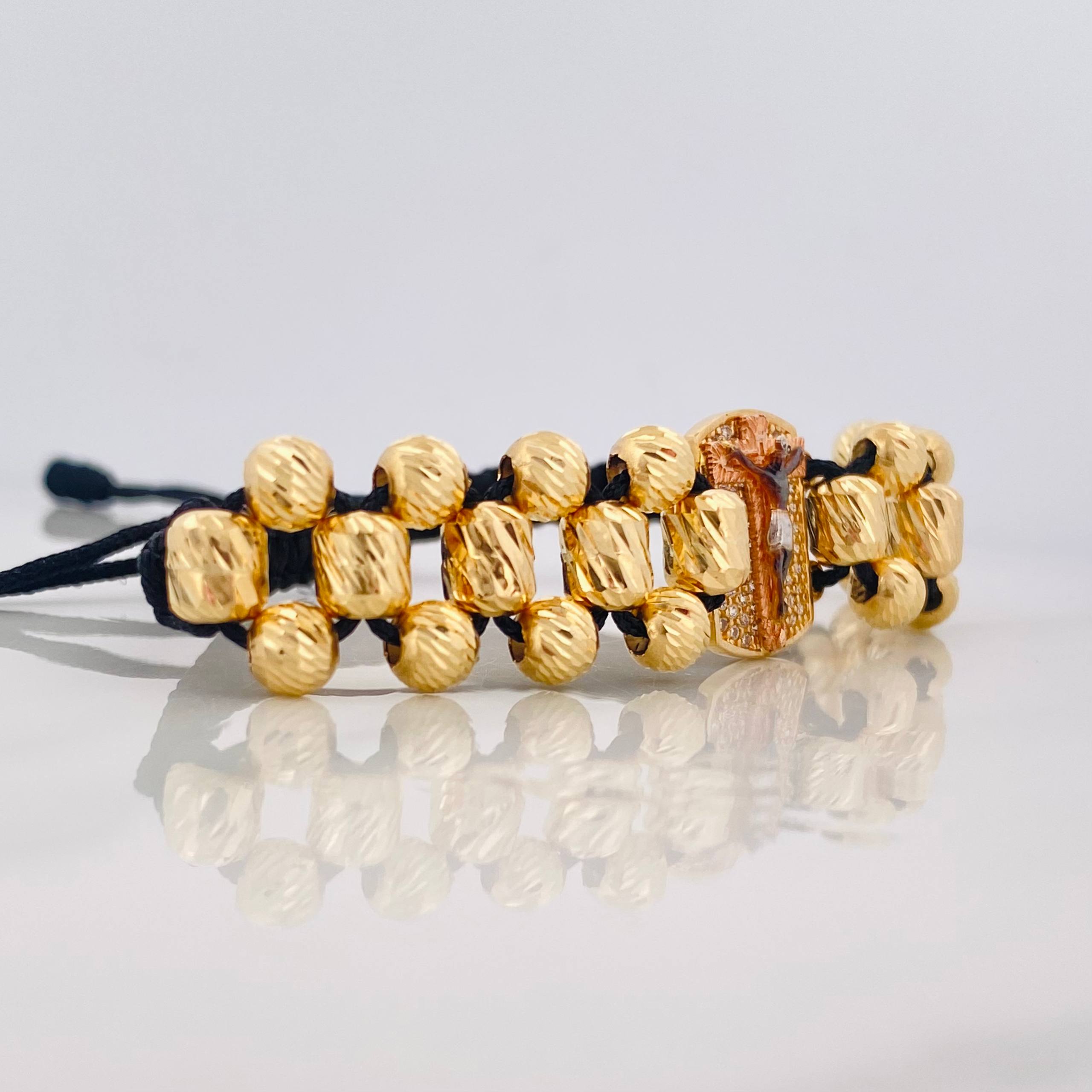 Woven Bracelet Miraculous Christ of Buga Four Golds 18K