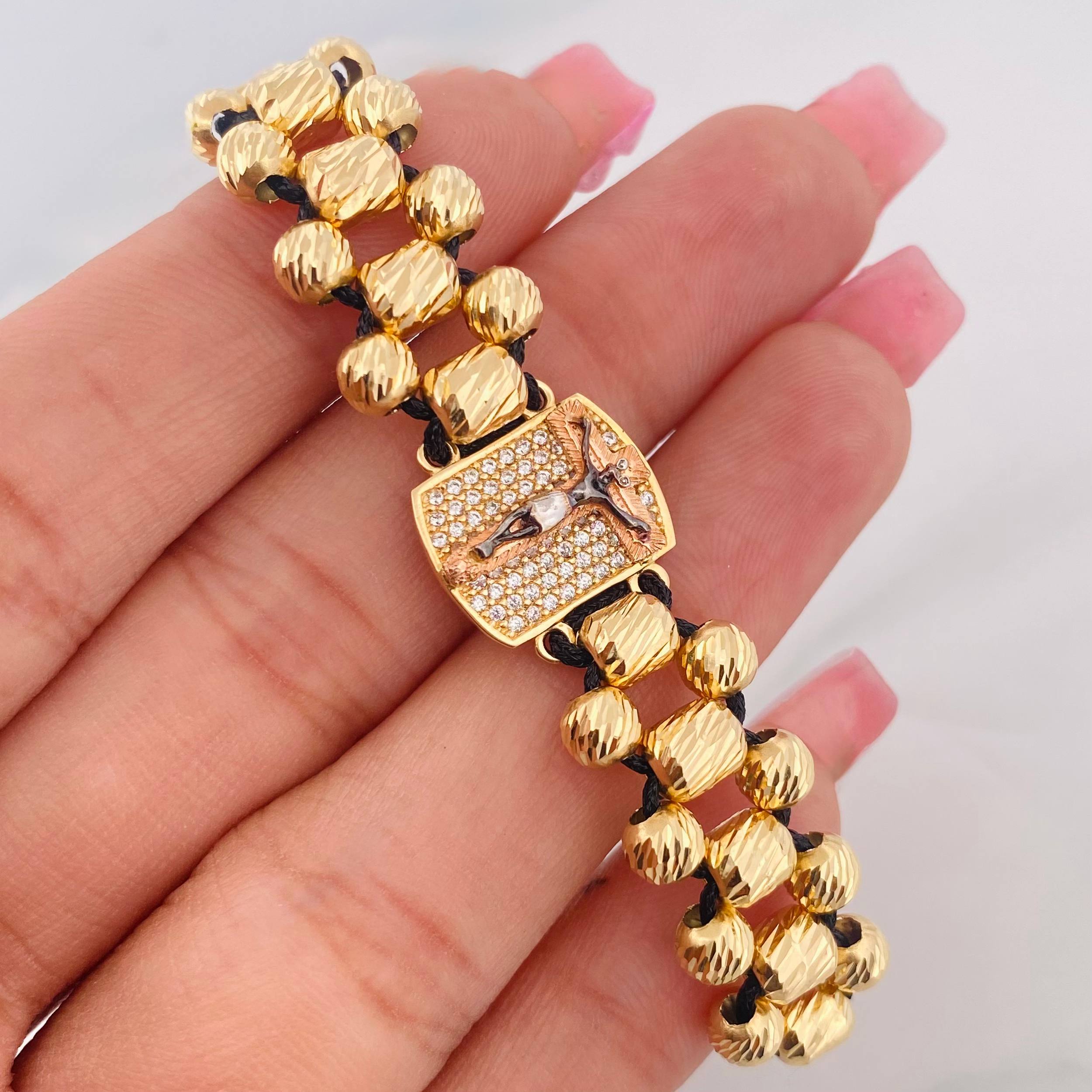 Woven Bracelet Miraculous Christ of Buga Four Golds 18K