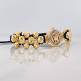 Pulsera Tejida Corona Dos Oros Amarillo Blanco 18K
