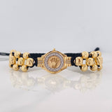 Pulsera Tejida Corona Dos Oros Amarillo Blanco 18K