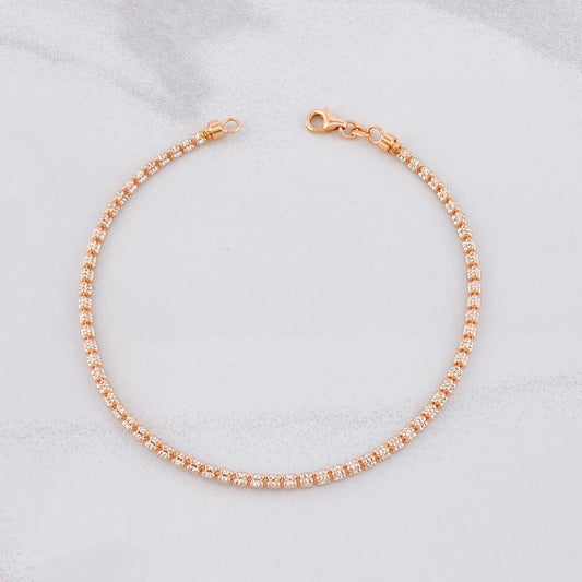 Pulso Ice 4.6g / 8 in / 2.4mm Dos Oros Blanco Rosa 18K