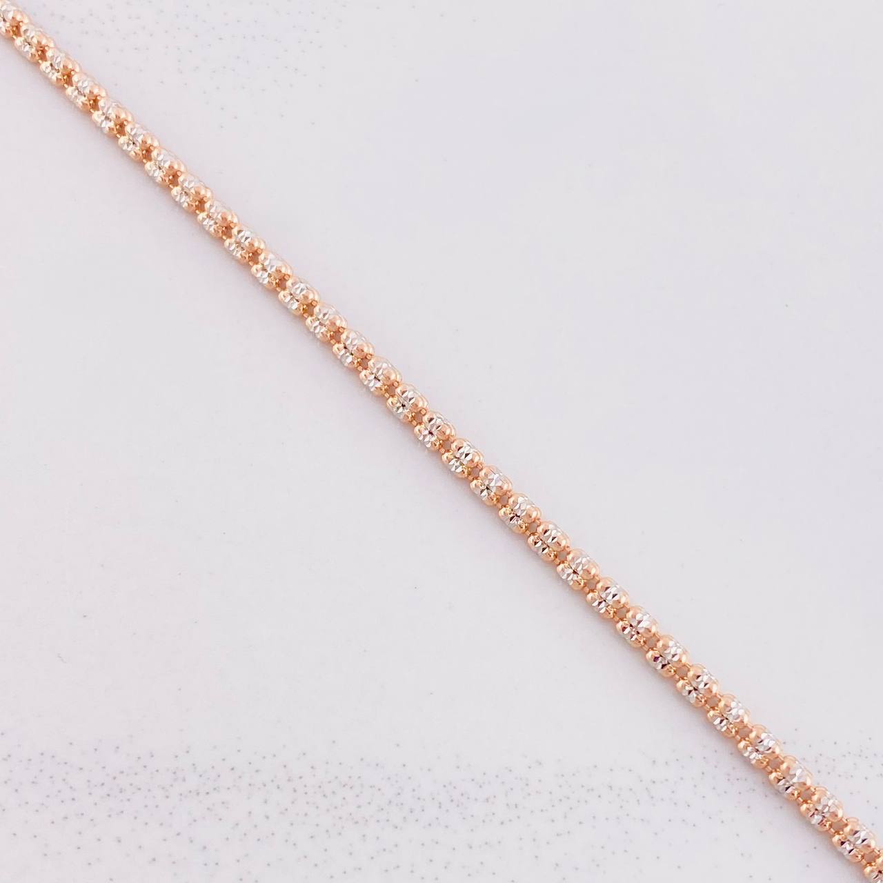 Pulso Ice 4.6g / 8 in / 2.4mm Dos Oros Blanco Rosa 18K