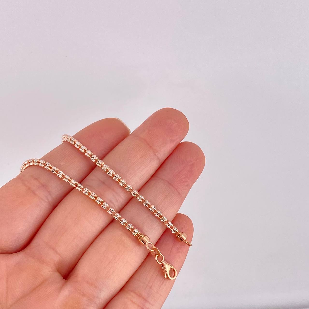 Ice Bracelet 4.6g / 8 in / 2.4mm Two Golds White Rose 18K
