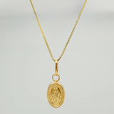 Set Cadena y Dije Veneciana + Virgen Milagrosa 1.25gr / 15 3/4 in / 0.54mm Oro Amarillo 18K &