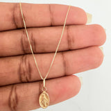 Set Cadena y Dije Veneciana + Virgen Milagrosa 1.3gr / 15 3/4 in / 0.53mm Oro Amarillo 18K &
