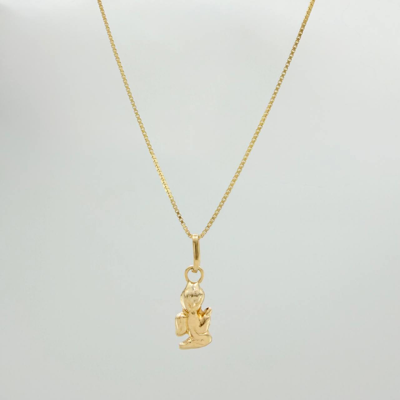 Set Cadena y Dije Veneciana + Angel De La Guarda 1.2gr / 15 3/4 in / 0.53mm Oro Amarillo 18K &