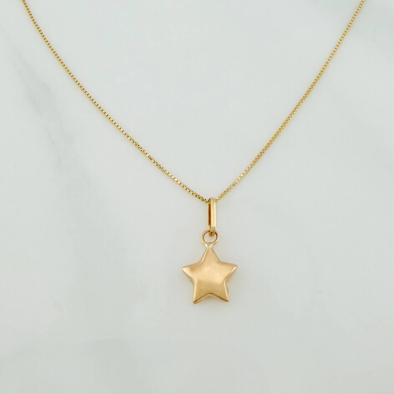 Set Cadena y Dije Veneciana + Estrella 1.2gr / 15 3/4 in / 0.55mm Oro Amarillo 18K &