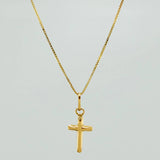 Set Cadena y Dije Veneciana + Cruz 1.15gr / 15 3/4 in / 0.53mm Oro Amarillo 18K &