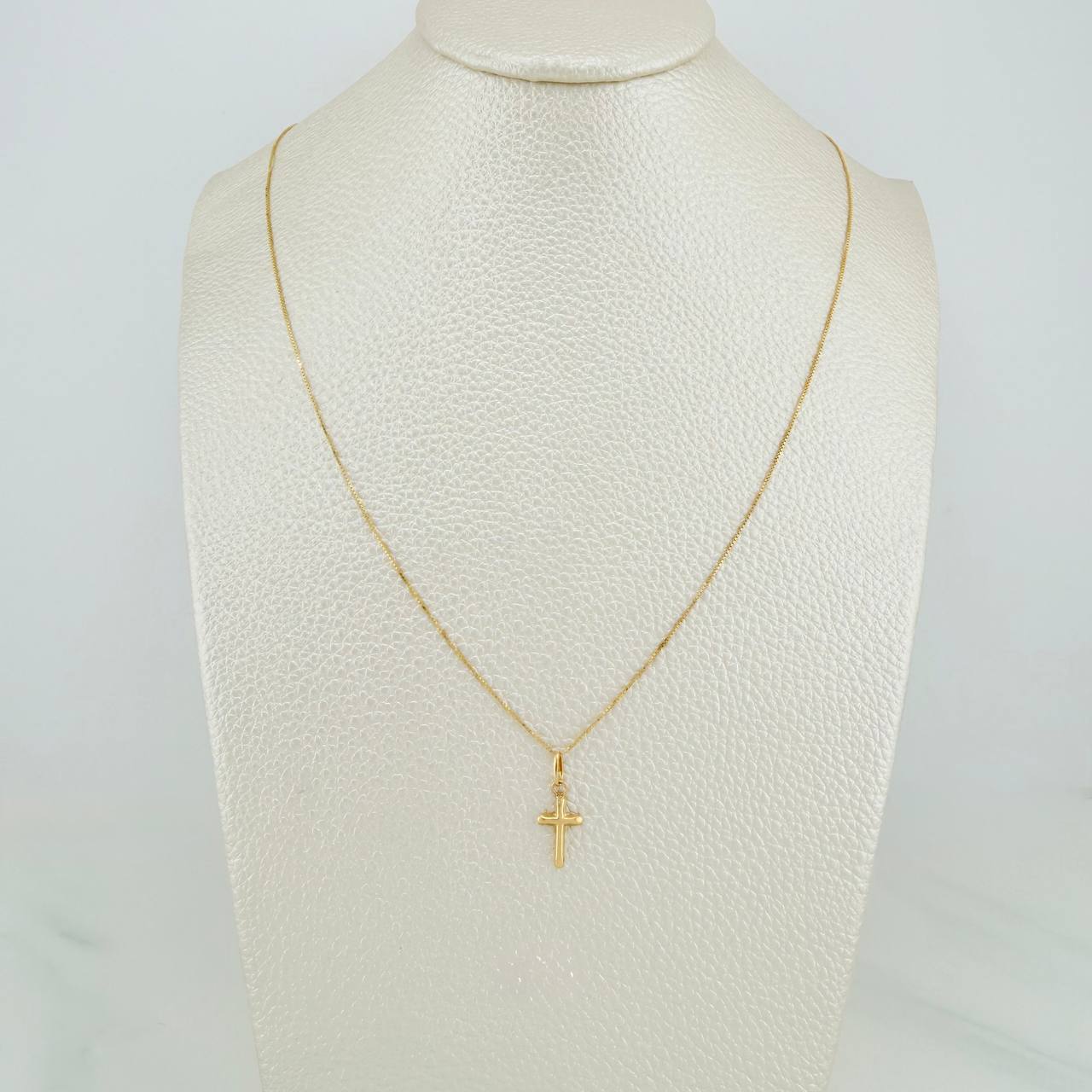 Set Cadena y Dije Veneciana + Cruz 1.2gr / 15 3/4 in / 0.55mm Oro Amarillo 18K &