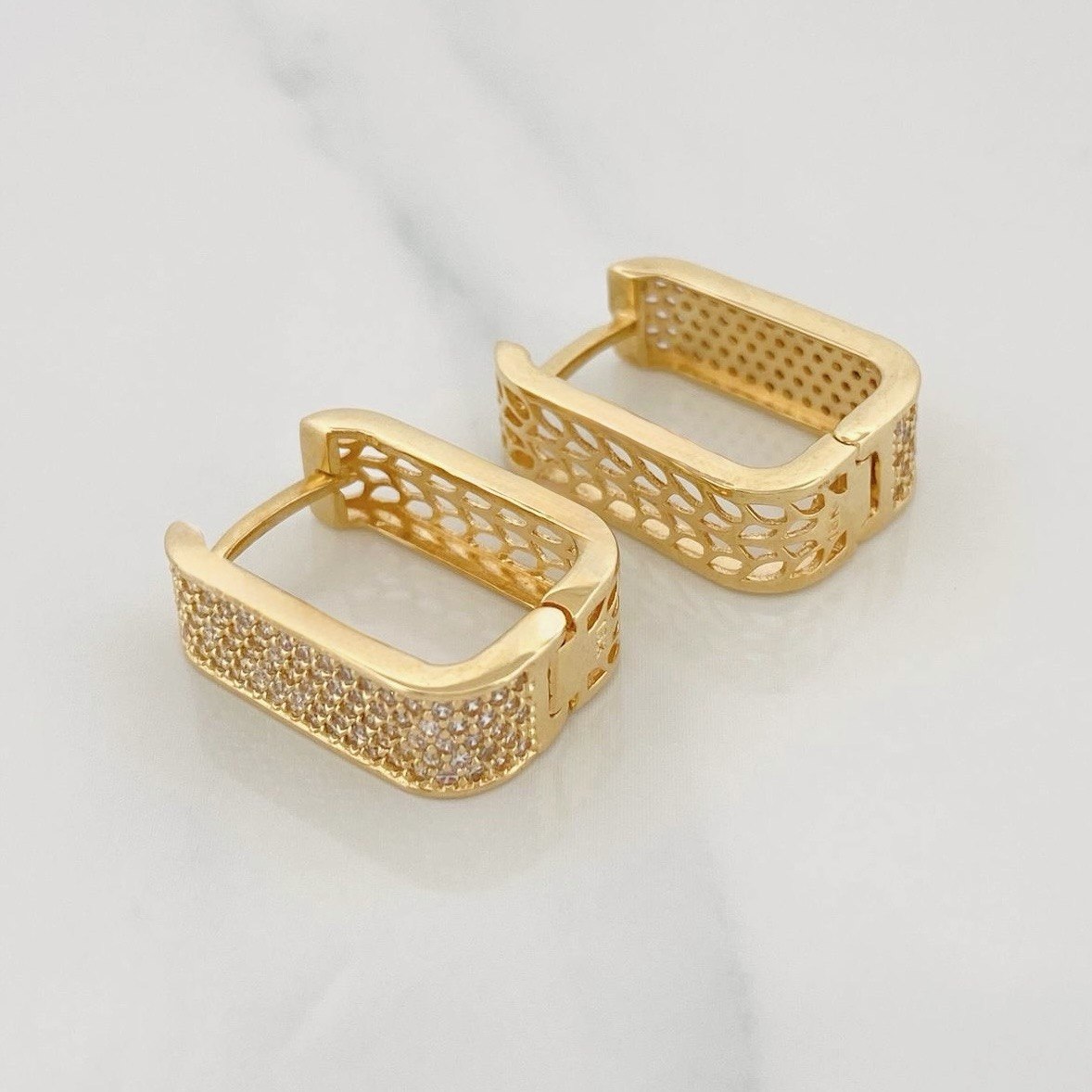 Candongas Cuadradas 7.3g / 3/4 in Oro Amarillo 18K