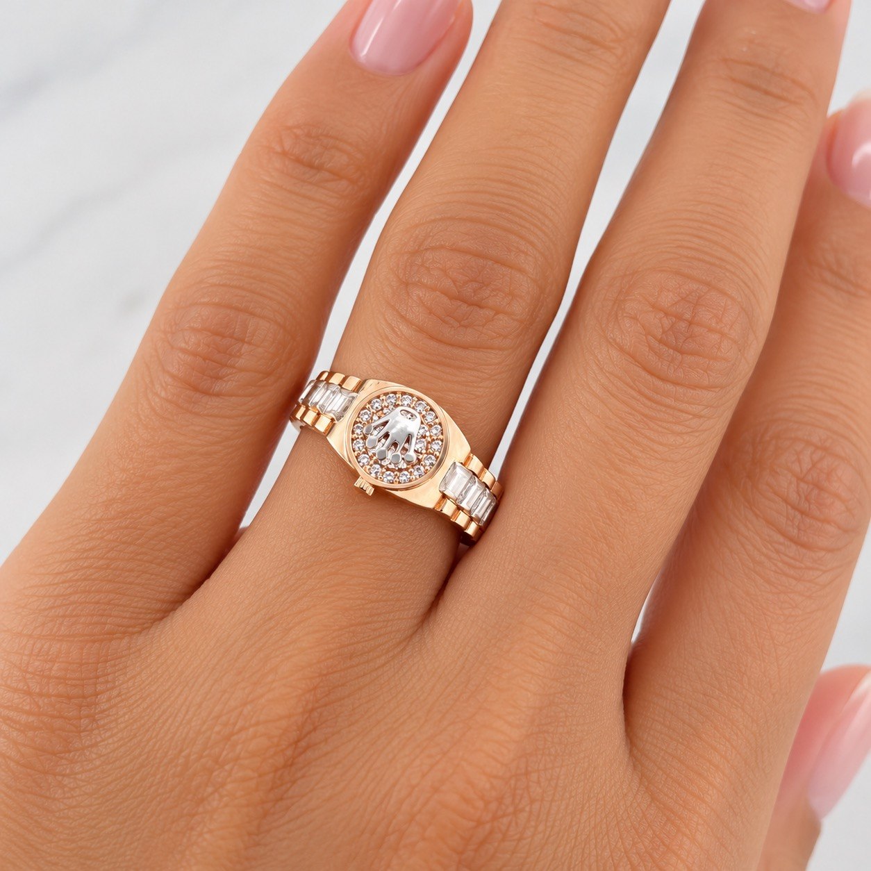 Crown Ring 3.6g / T9 Two White Rose Golds 18K