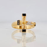 Anillo Cruz Cristo 3.7g / T10 1/4 Dos Oros Amarillo Blanco 18K