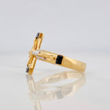 Anillo Cruz Cristo 3.7g / T10 1/4 Dos Oros Amarillo Blanco 18K