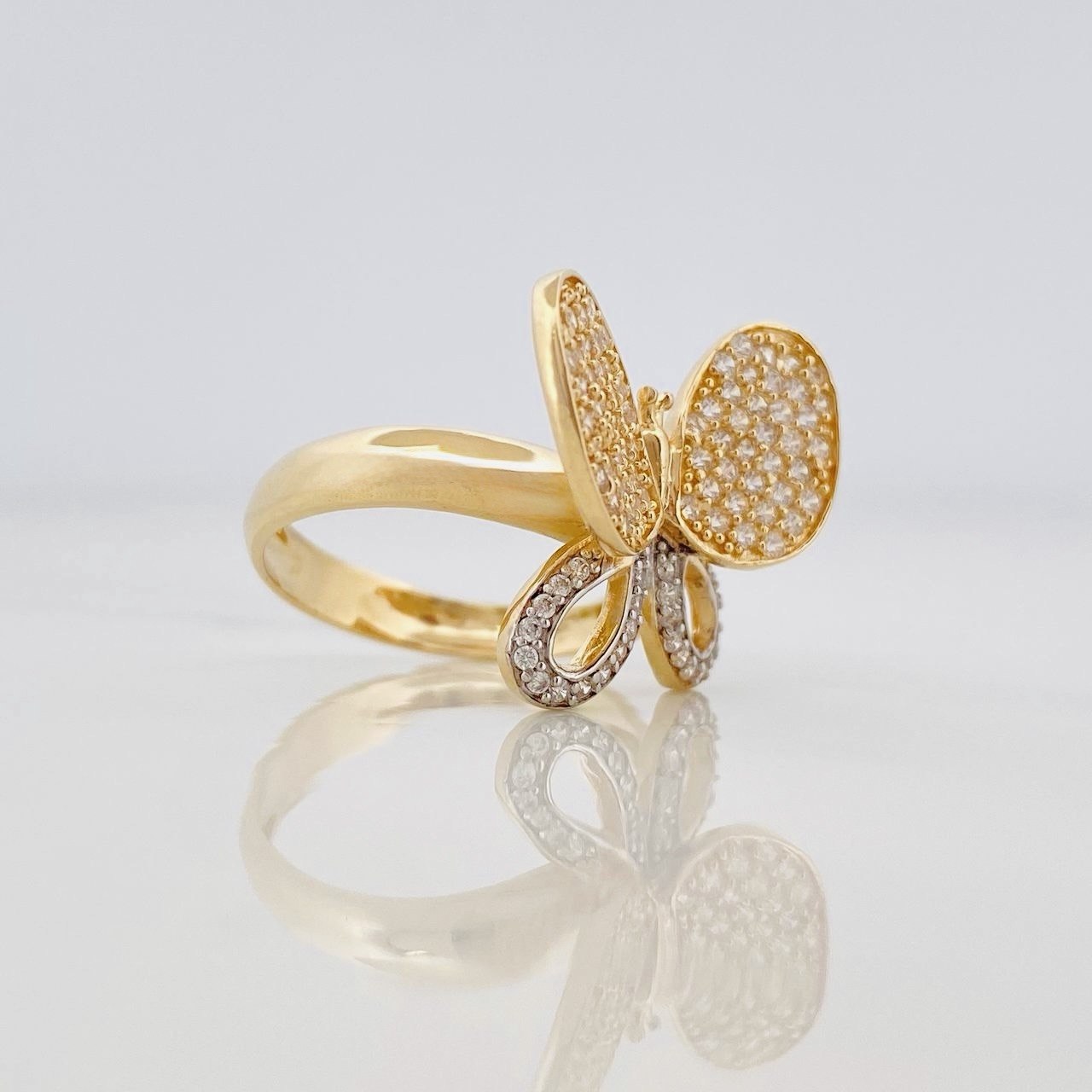 Butterfly Ring 4.5g / T7 Two Yellow White Golds 18K