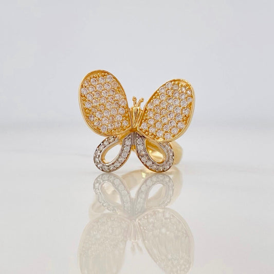 Anillo Mariposa 4.5g / T7 Dos Oros Amarillo Blanco 18K