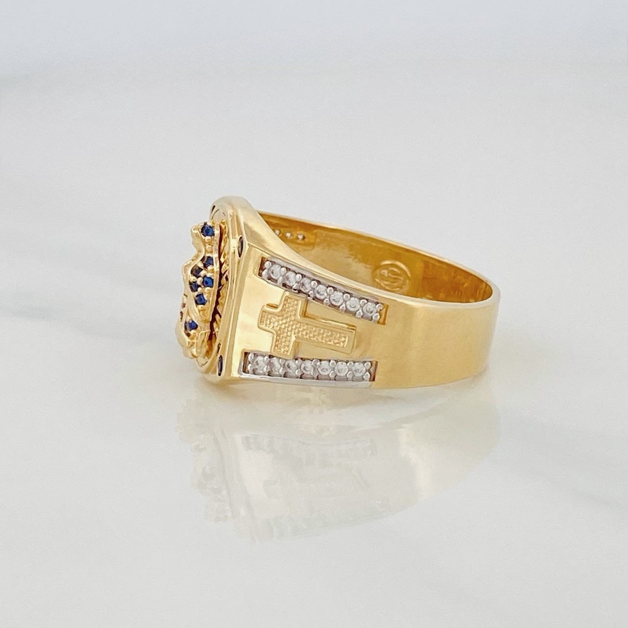Anillo Virgen de Guadalupe 6.15g / T9 1/2 Dos Oros Amarillo Blanco 18K