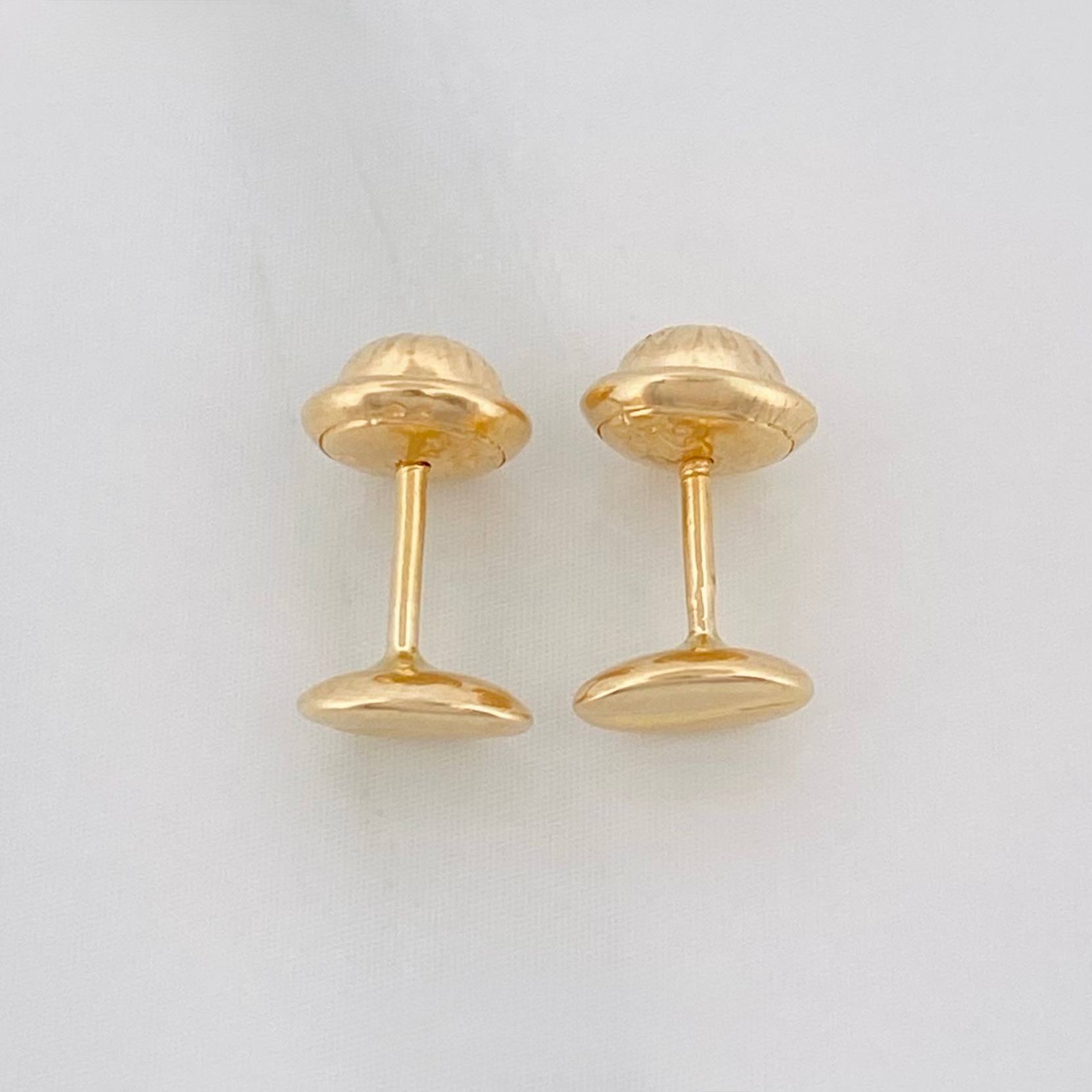 Stud Earrings Coffee Bean 0.6g / in / 5.2mm Yellow Gold 18K