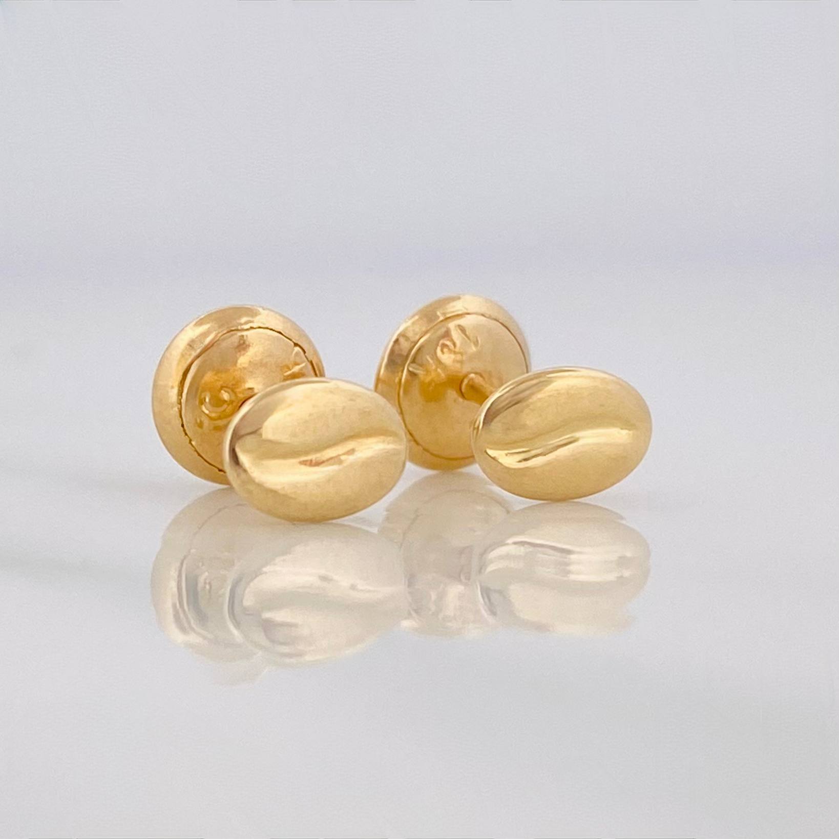 Stud Earrings Coffee Bean 0.6g / in / 5.2mm Yellow Gold 18K