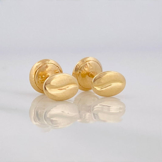 Stud Earrings Coffee Bean 0.6g / in / 5.2mm Yellow Gold 18K