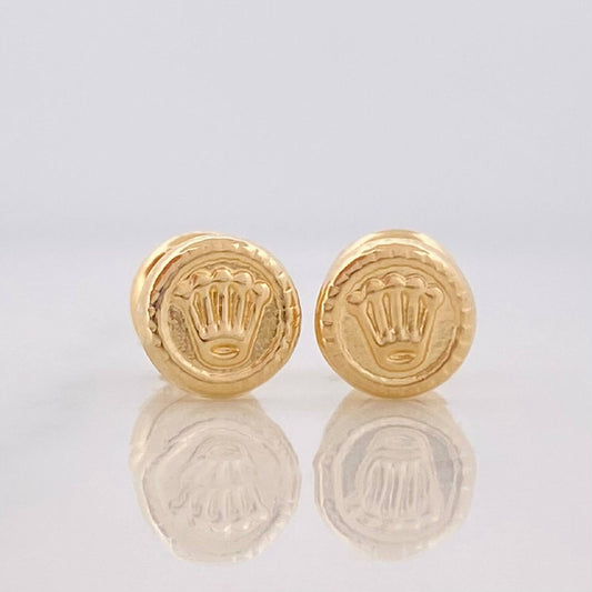 Stud Earrings Crown 0.8g / in / 7mm Yellow Gold 18K