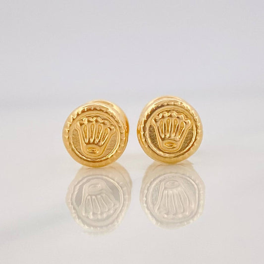 Stud Earrings Crown 0.65g / in / 6mm Yellow Gold 18K