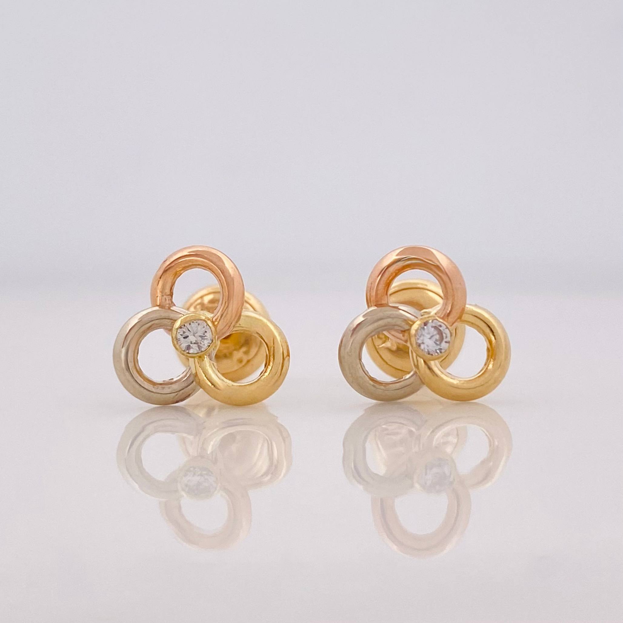 Stud Earrings Helix 0.85g / in / 8.85mm Three Golds 18K
