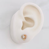 Stud Earrings Heart 0.85g / in / 7mm Three Golds 18K