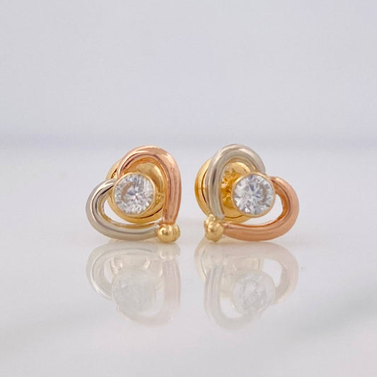 Stud Earrings Heart 0.9g / in / 7.7mm Three Golds 18K