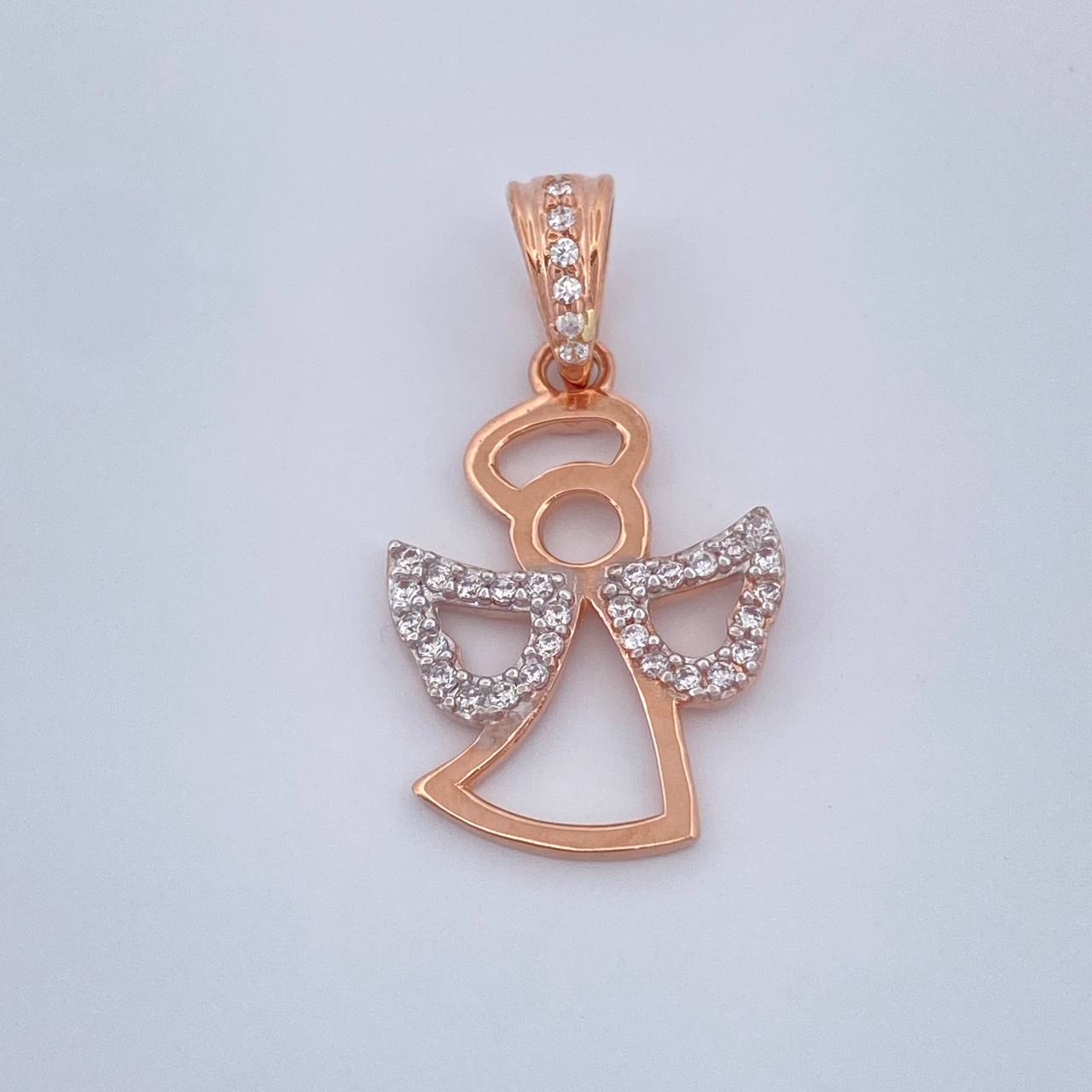 Dije Angel  1.65gr / 1 in / Dos Oros Amarillo Blanco 18K &