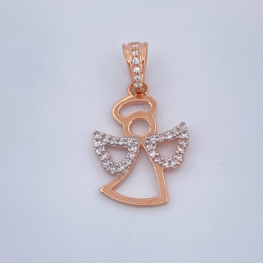 Dije Angel  1.65gr / 1 in / Dos Oros Amarillo Blanco 18K &