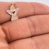 Dije Angel Corazon 1.65gr / 3/4 in / Dos Oros Amarillo Blanco 18K &