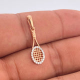 Dije Raqueta 1.2gr / 1 1/2 in / Dos Oros Blanco Rosa 18K &