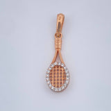 Dije Raqueta 1.2gr / 1 1/2 in / Dos Oros Blanco Rosa 18K &